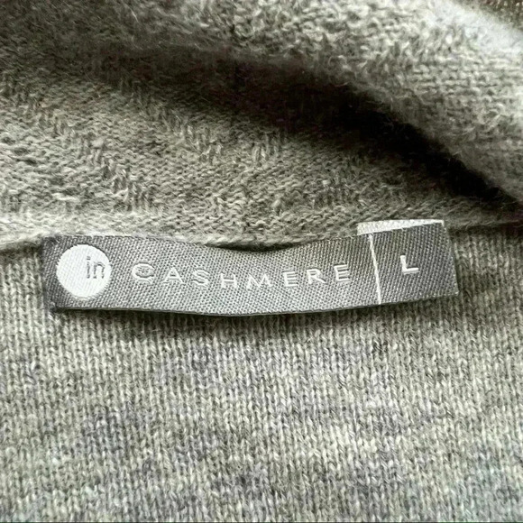 InCashmere Drape Front Open Cardigan Gray Women’s Size Large $219 100% Cashmere - Picture 15 of 16